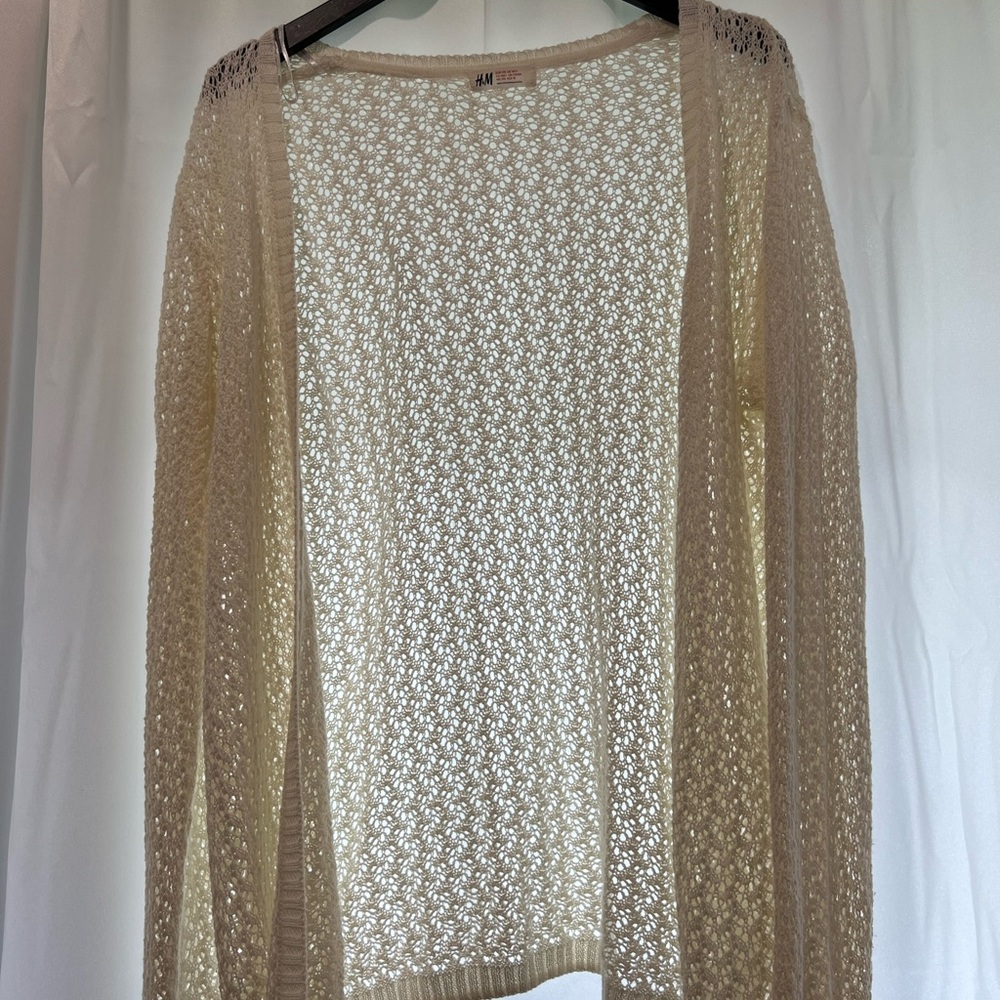 H&M Cream Open-Weave Cardigan Sweater